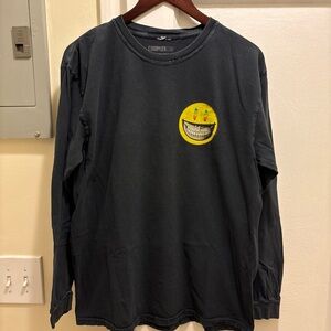 Men Complexcon Black Long Sleeve Shirt with Smiley Face x Ron English